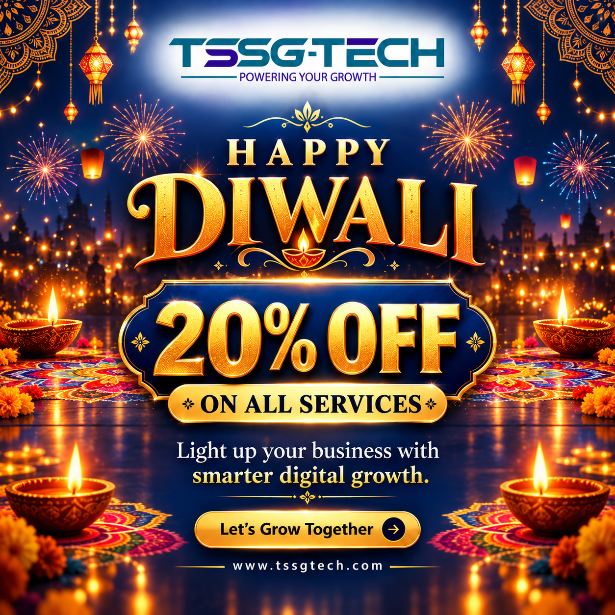 TSSG-TECH Happy Navratri — 20% off on all services. Enquire on WhatsApp.